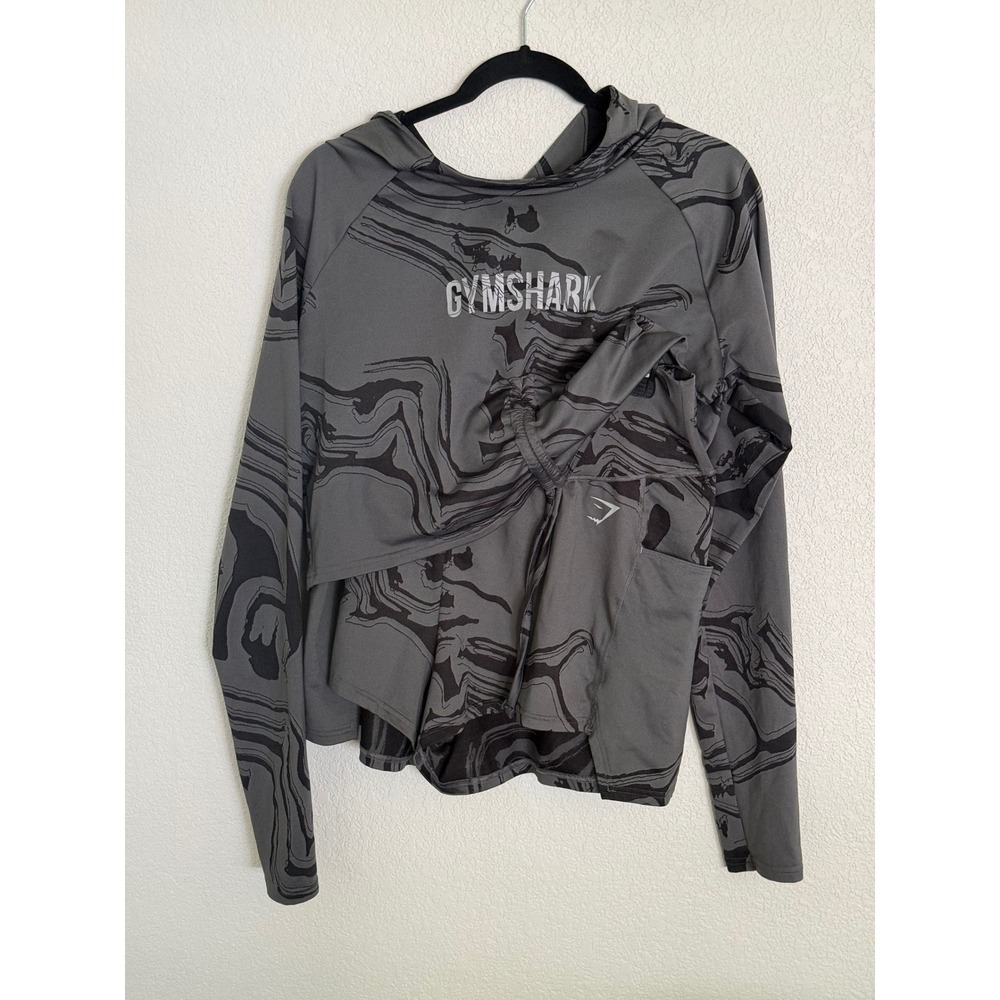 Gymshark Marble Grey Black  Shorts and Hoodie Set